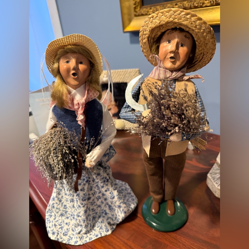 Charming Country Doll Couple with Straw Hats $59